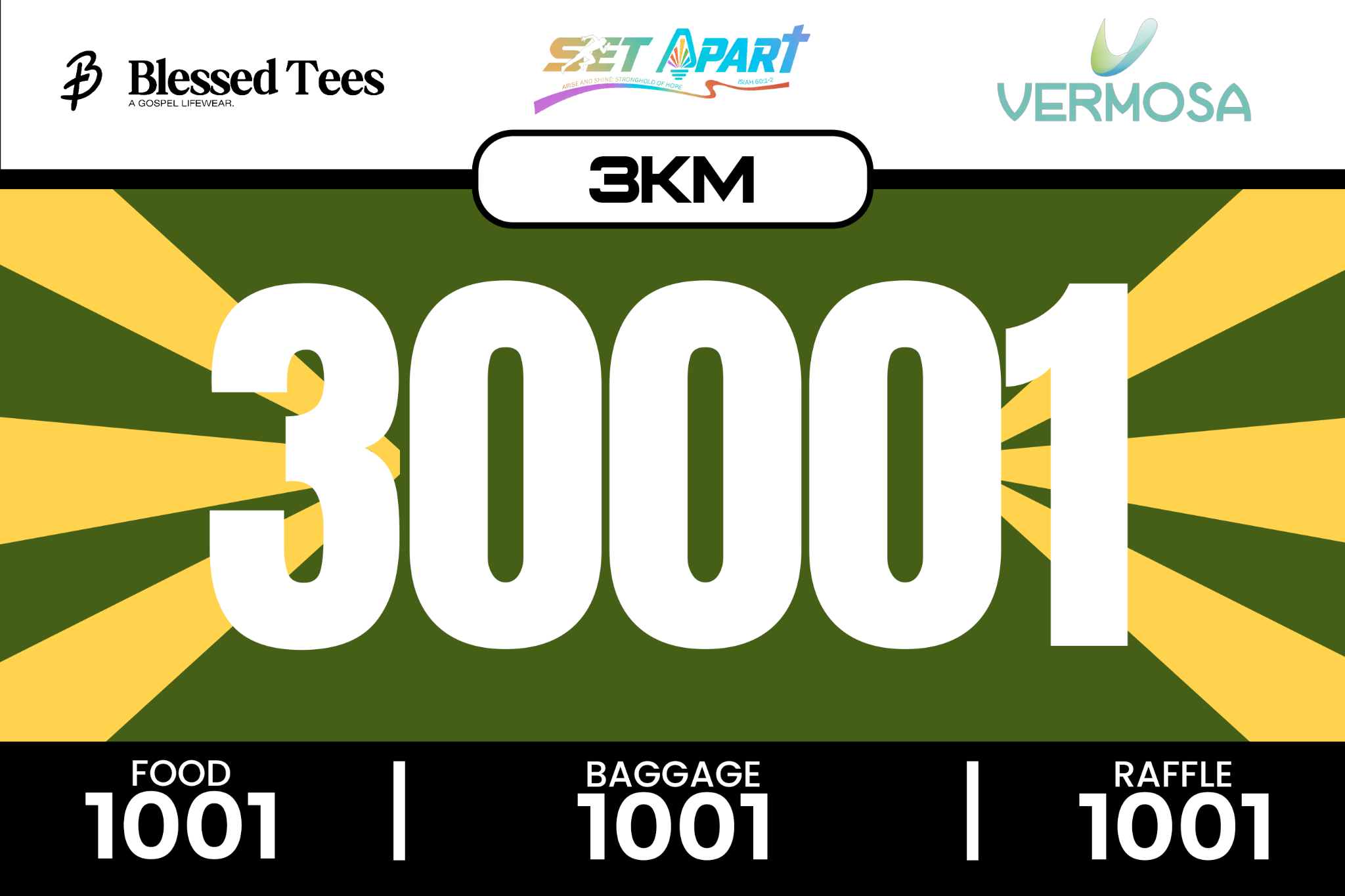 3K Refuge / Fortress official SET APART race bib