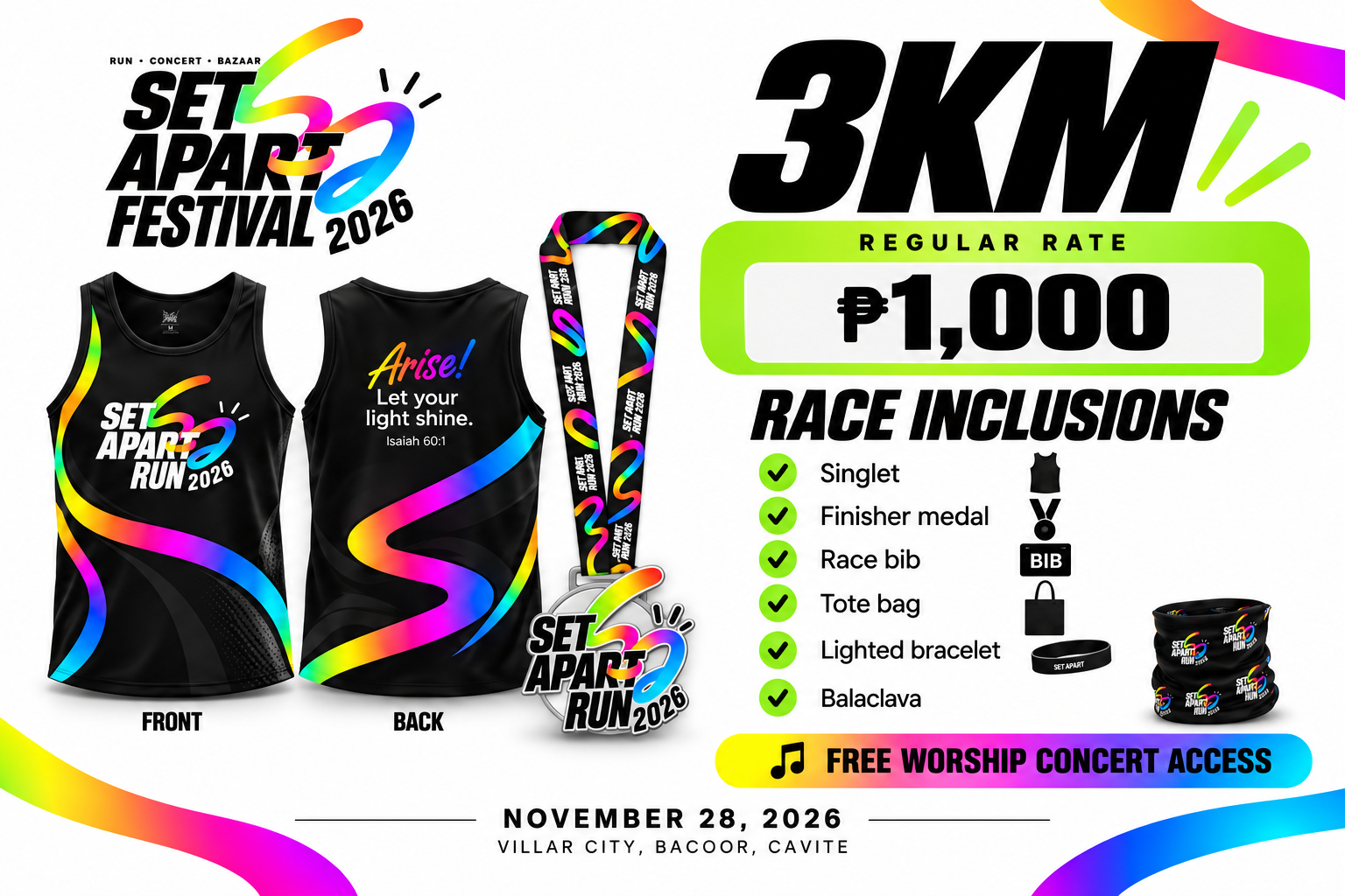 3K Refuge / Fortress official SET APART race bib