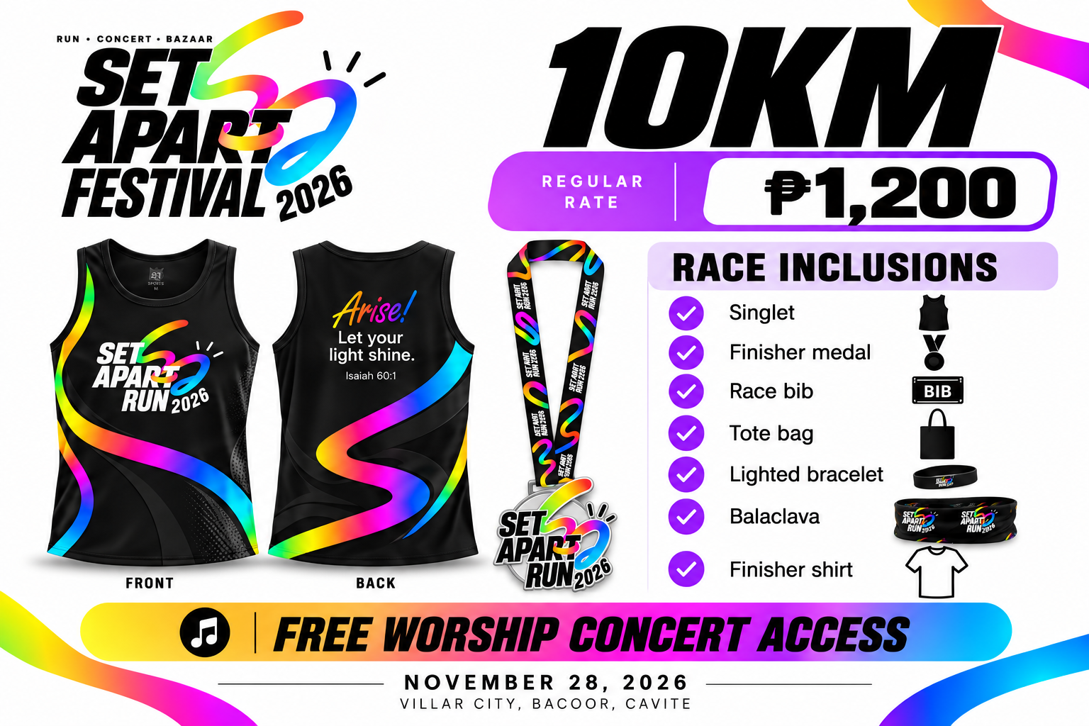 10K Everlasting Light official SET APART race bib